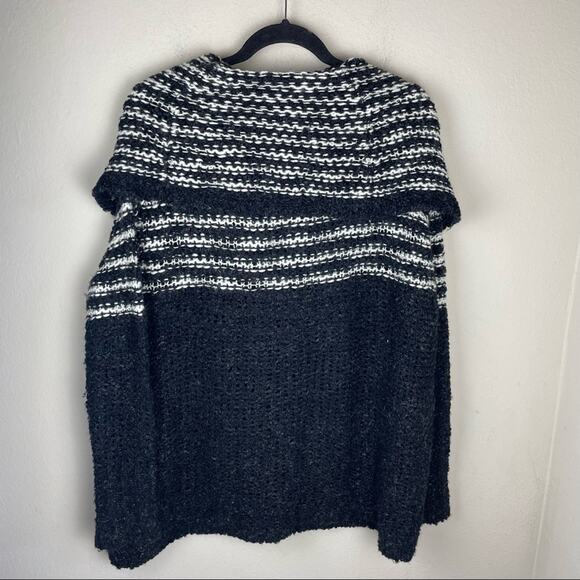 Free People Off Shoulder Striped Chunky Knit Sweater Black White S - Picture 5 of 6